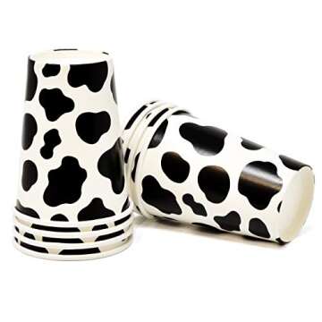 Gift Boutique 122 Pcs Cow Print Party Supplies Disposable Set Paper Plates Cup Napkin for Barnyard Cowboy Cowgirl Farm Animal Barn Birthday Baby Shower Serves 24