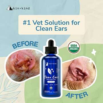 kin+kind Organic Ear Cleaner for Dogs - Made in The USA - Easy to Use & Mess-Free Dog Ear Drops for ...