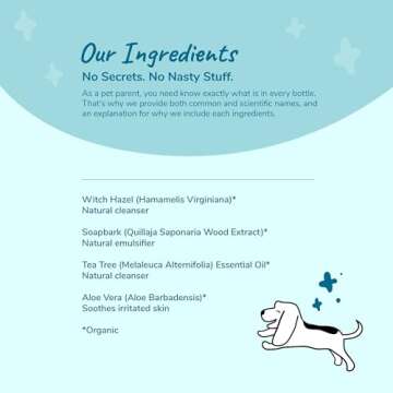 kin+kind Organic Ear Cleaner for Dogs - Made in The USA - Easy to Use & Mess-Free Dog Ear Drops for Wax, Odor, & Itchy Dog Ears w/Witch Hazel, Tea Tree Oil, & Aloe Vera - Ear Wash for Dogs (4 fl oz)