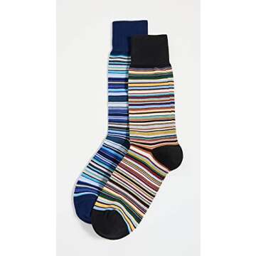 PS Paul Smith Men's Two Pack 'Signature Stripe' Socks, Multicolor, One Size