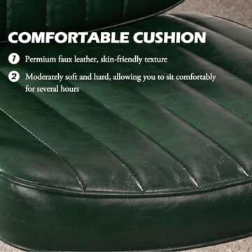 Artswish Mid Century Office Desk Chair - Green Leather Home Office Chair with Wheels and Arms