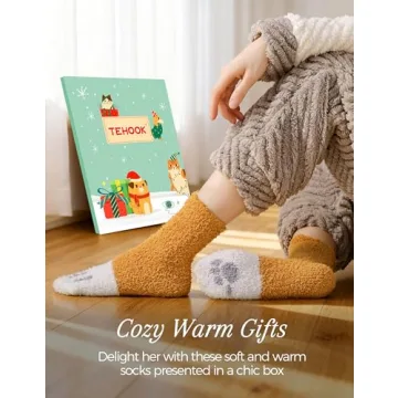TEHOOK Cute Cat Fuzzy Socks for Cozy Comfort