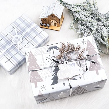 LeZakaa Christmas Wrapping Paper Bundle - Mini Roll Set with Accessories