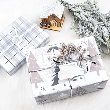 LeZakaa Christmas Wrapping Paper Bundle - Mini Roll Set with Accessories