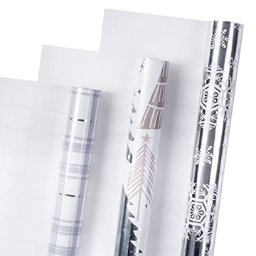 LeZakaa Christmas Wrapping Paper Bundle - Mini Roll Set with Accessories