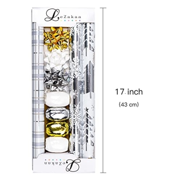 LeZakaa Christmas Wrapping Paper Bundle - Mini Roll Set with Accessories