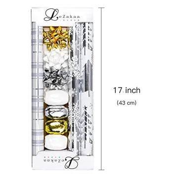 LeZakaa Christmas Wrapping Paper Bundle - Mini Roll Set with Accessories
