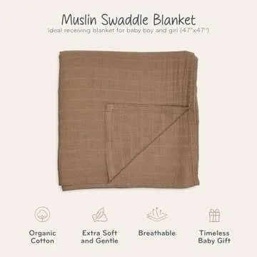 Huxie Swaddle Blanket - Organic Cotton - Swaddles for Newborns - Newborn Swaddle - Muslin Swaddle Blankets - 100% Cotton Blanket, 47" x 47" Swaddle (Natural)
