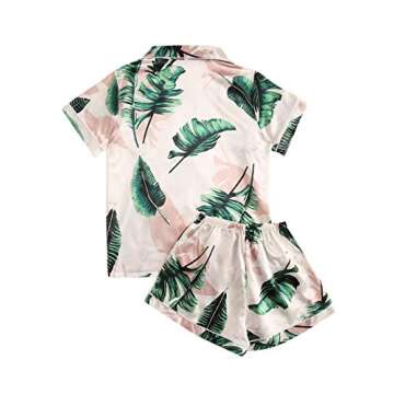 Floerns Women's Notch Collar Print Sleepwear Two Piece Pajama Set A Multi Print M