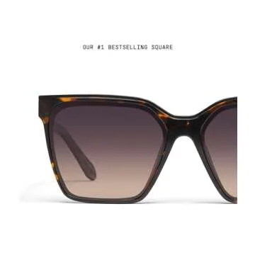 Quay - Womens Sunglasses, Polarized Square Lenses with UV Protection, Oversized Sunglasses (Level Up, Tortoise Gold)