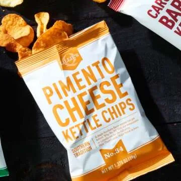 Lillie's Q - Pimento Cheese Kettle Chips, Crunchy & Cheesy Potato Chips, Small Batch Kettle Chips, 0 Grams Trans Fat, Made with Gluten-Free Ingredients (5 oz, 4-Pack)