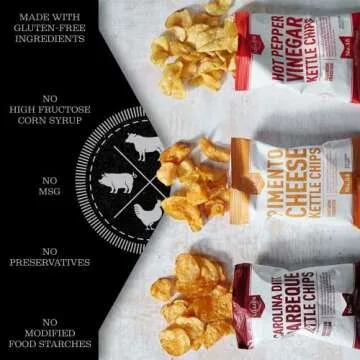 Lillie's Q - Pimento Cheese Kettle Chips, Crunchy & Cheesy Potato Chips, Small Batch Kettle Chips, 0 Grams Trans Fat, Made with Gluten-Free Ingredients (5 oz, 4-Pack)