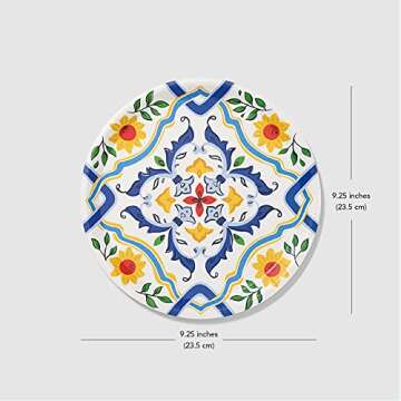 Coterie Blue Floral Paper Dinner Plates - Set of 10 Stylish Party Essentials