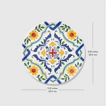 Coterie Blue Floral Paper Dinner Plates - Set of 10 Stylish Party Essentials