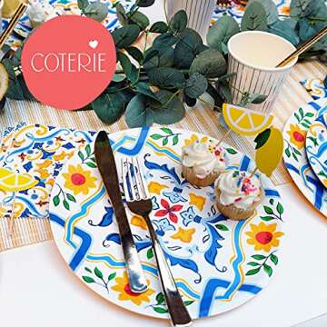Coterie Blue Floral Paper Dinner Plates - Set of 10 Stylish Party Essentials