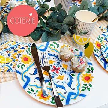 Coterie Blue Floral Paper Dinner Plates - Set of 10 Stylish Party Essentials