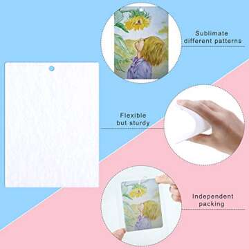 Maitys 100 Pieces Sublimation Air Fresheners Blanks Sheets DIY Felt Air Freshener Rectangle Fragrant Sheets with 100 Pieces Bags and Rope for Most Car Decoration