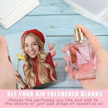 Maitys 100 Pieces Sublimation Air Fresheners Blanks Sheets DIY Felt Air Freshener Rectangle Fragrant Sheets with 100 Pieces Bags and Rope for Most Car Decoration