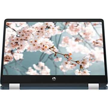 HP 2023 Convertible 2-in-1 Chromebook Laptop, 14" HD IPS Touchscreen, Intel Celeron Processor up to 2.60GHz, 4GB Ram, 64GB SSD, 4K Graphics, Super-Fast 6th Gen WiFi, Chrome OS, Dale Blue(Renewed)