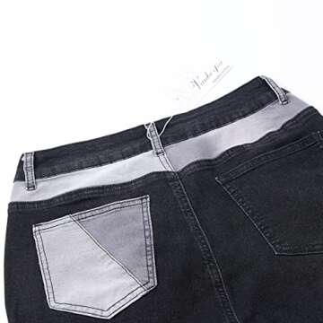 vanberfia High Waisted Jeans for Women: Skinny Denim Patchwork Stretch Pants for Various Occasions - Long Length Woman High Rise Casual Stretchy Denim Trouser(3XL,JS9079-2)