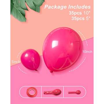 MOMOHOO Hot Pink Balloons 10Inch/5Inch - 70Pcs Gender Reveal Balloons Birthday Party Ballons, Premium Latex Balloons for Wedding Baby Shower Decoration, Valentines Balloons Pink for Bachelorette Party