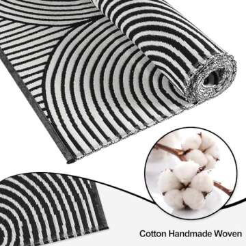 Tiffasea Long Hallway Runner Rug 2.6'x10' Washable Rug Runners Modern Reversible Black Kitchen Runne...