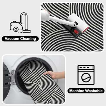 Tiffasea Long Hallway Runner Rug 2.6'x10' Washable Rug Runners Modern Reversible Black Kitchen Runner Cotton Hand-Woven Indoor Entryway Rug Carpet Runners for Bathroom Bedroom Laundry Room