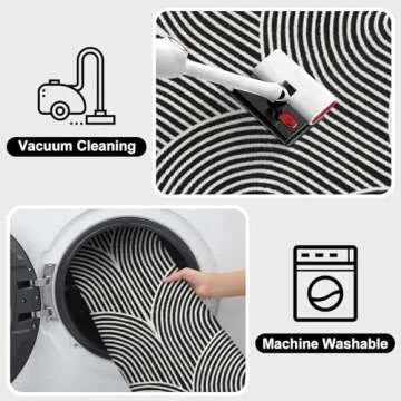 Tiffasea Long Hallway Runner Rug 2.6'x10' Washable Rug Runners Modern Reversible Black Kitchen Runner Cotton Hand-Woven Indoor Entryway Rug Carpet Runners for Bathroom Bedroom Laundry Room