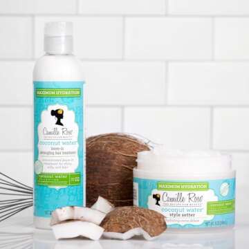 Camille Rose Coconut Water Style Setter, Hydrating Hair Gel for Curly Hair Types, 8 oz