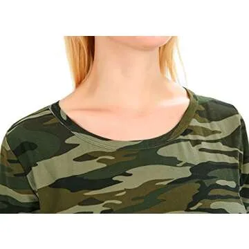 FV RELAY Women's Summer Casual Short Sleeve Camo Print Dresses Stretch Swing Dress for Work (M,Army Green)