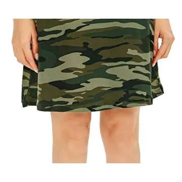 FV RELAY Women's Summer Casual Short Sleeve Camo Print Dresses Stretch Swing Dress for Work (M,Army Green)