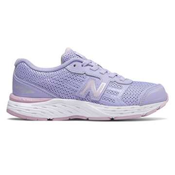New Balance Unisex-Child 680 V5 Lace-Up Running Shoe, Clear Amethyst/Oxygen Pink, 2 XW US Little Kid