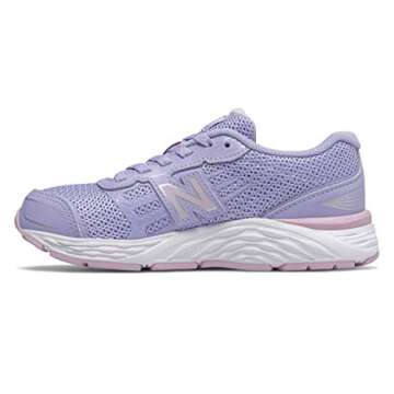 New Balance Unisex-Child 680 V5 Lace-Up Running Shoe, Clear Amethyst/Oxygen Pink, 2 XW US Little Kid