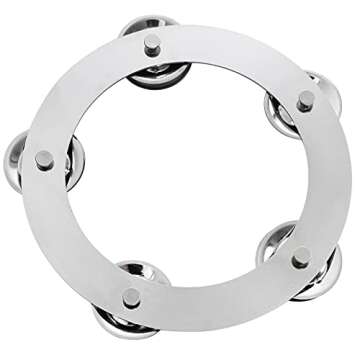 YOUEON Cymbal Ching Ring Tambourine Jingle Effect for Hihats, Crashes, Rides and Stacks, Stainless Steel Drum Ring with Double Row Jingles, 6.4 Inch Outer Diameter, Silver