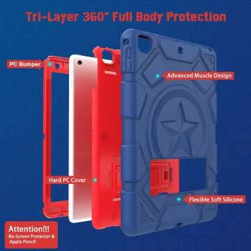 Protective TIMISM iPad Case for Kids - Blue+Red