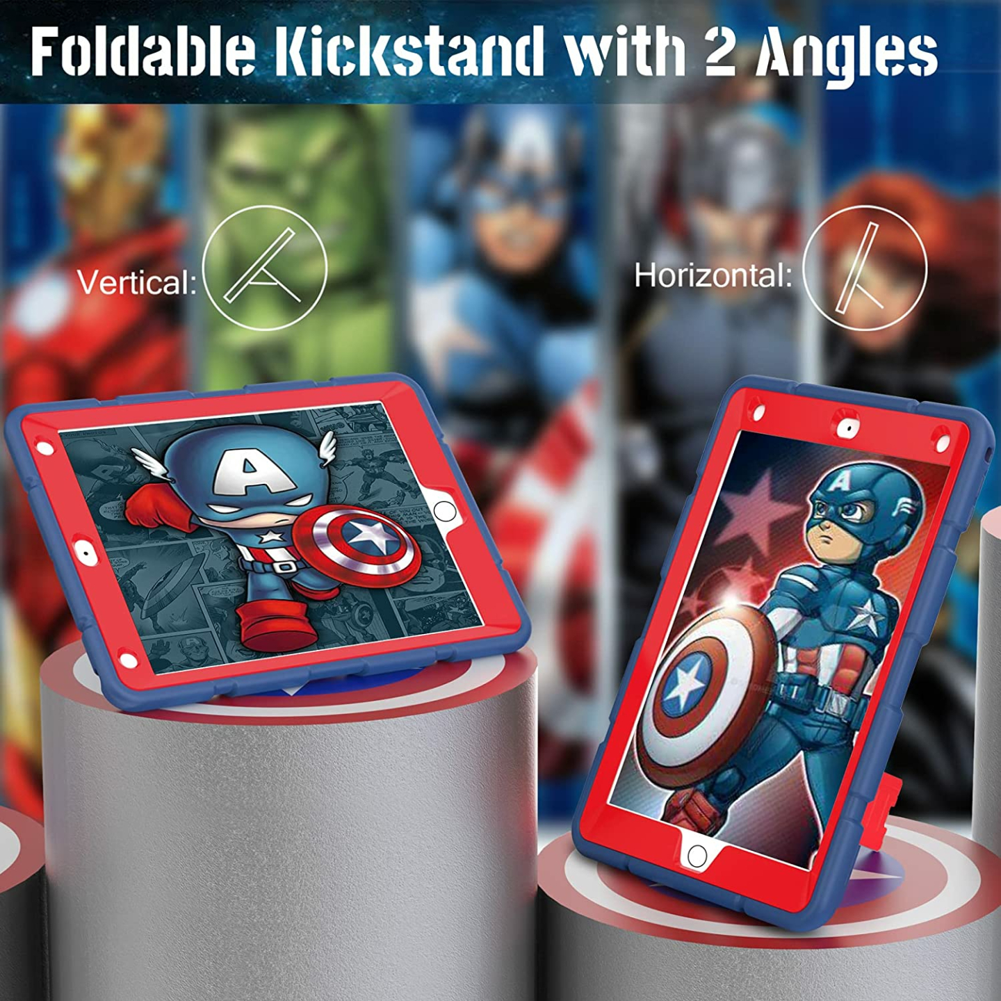 Protective TIMISM iPad Case for Kids - Blue+Red