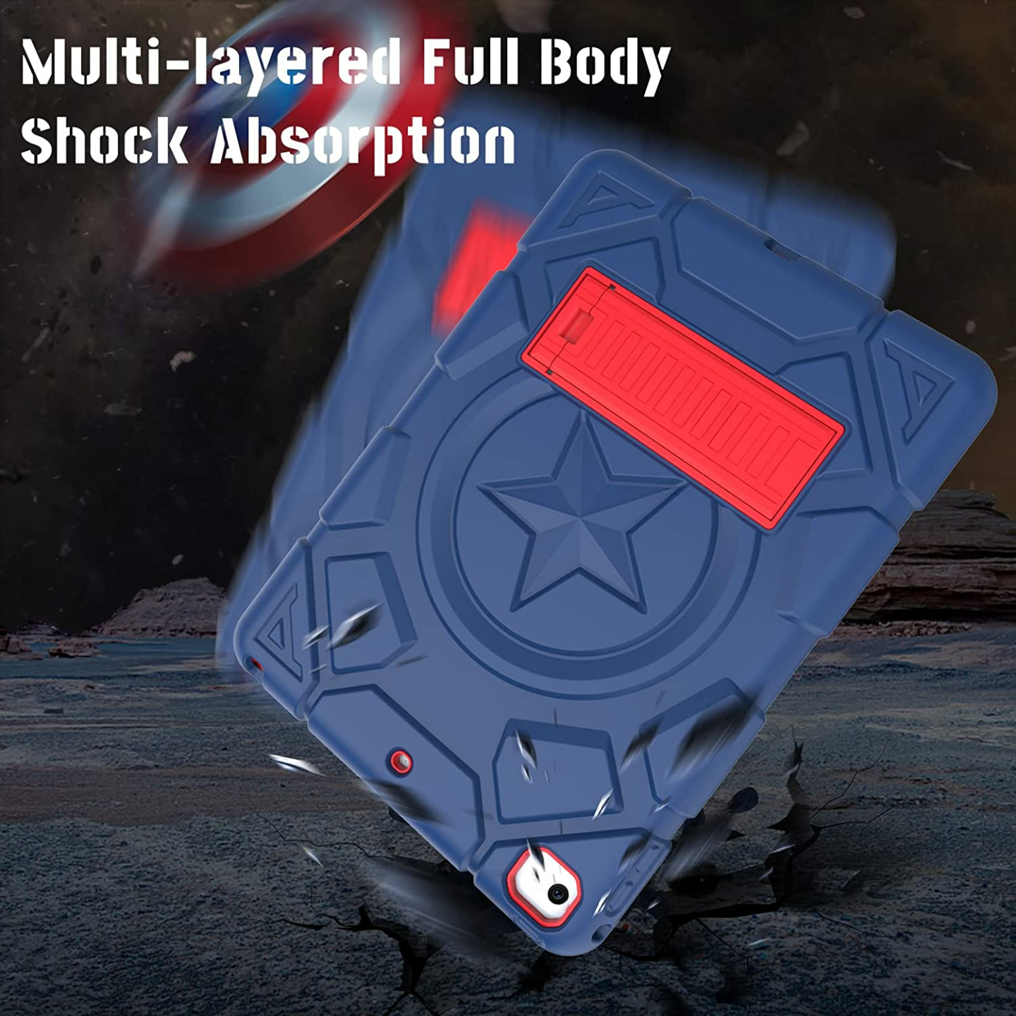 Protective TIMISM iPad Case for Kids - Blue+Red