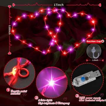 DONSAJI Valentines Day Window Heart Lights