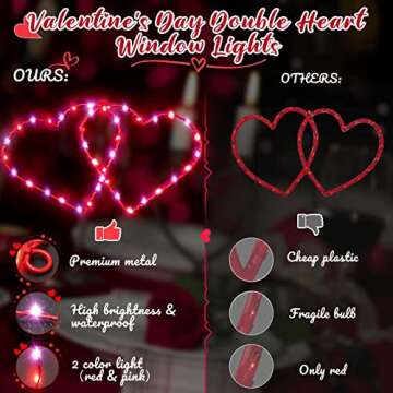 DONSAJI Valentines Day Window Heart Lights