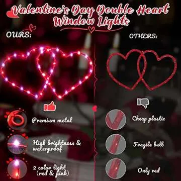 DONSAJI Valentines Day Window Heart Lights