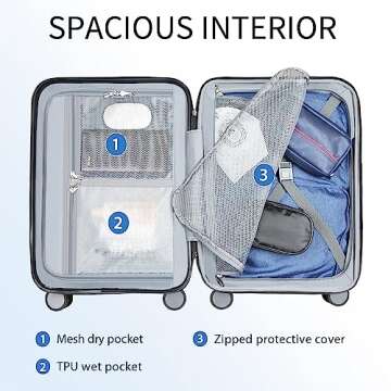 KROSER Hardside Expandable Carry On Luggage with Spinner Wheels & Built-in TSA Lock, Durable Suitcase Rolling Luggage with USB Port, Carry-On 20-Inch, White