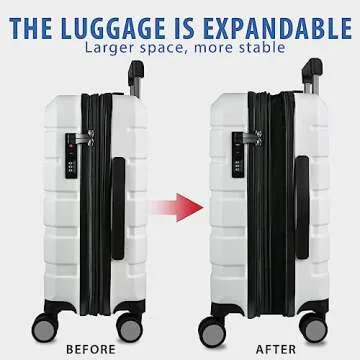 KROSER Hardside Expandable Carry On Luggage with Spinner Wheels & Built-in TSA Lock, Durable Suitcase Rolling Luggage with USB Port, Carry-On 20-Inch, White