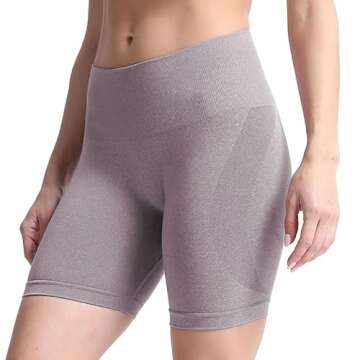 Aoxjox Contour Seamless Workout Biker Shorts for Women Tummy Control High Waisted Athletic Booty Running Yoga Short 5" (Satellite Marl, X-Small)