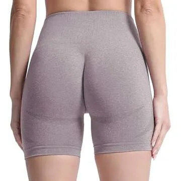 Aoxjox Contour Seamless Workout Biker Shorts for Women Tummy Control High Waisted Athletic Booty Running Yoga Short 5" (Satellite Marl, X-Small)