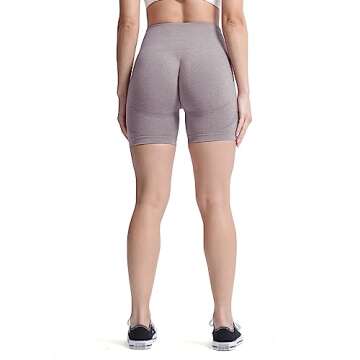 Aoxjox Contour Seamless Workout Biker Shorts for Women Tummy Control High Waisted Athletic Booty Running Yoga Short 5" (Satellite Marl, X-Small)