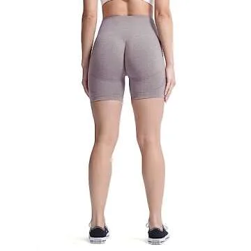 Aoxjox Contour Seamless Workout Biker Shorts for Women Tummy Control High Waisted Athletic Booty Running Yoga Short 5" (Satellite Marl, X-Small)