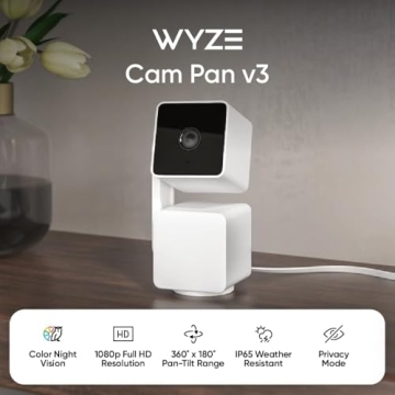 WYZE Cam Pan v3, 1080p Smart Security Camera with 2-Way Audio and Color Night Vision