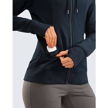 CRZ YOGA Women's Full Zip Hoodie with Thumbholes