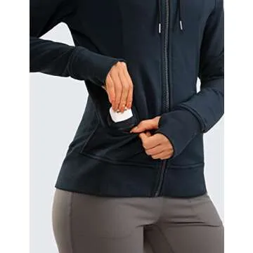 CRZ YOGA Women's Full Zip Hoodie with Thumbholes