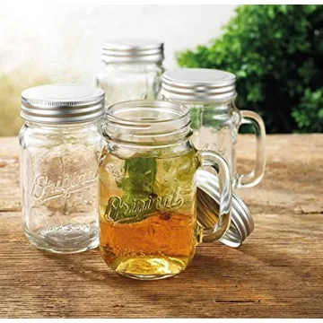 Mason Jar 16 Oz. Glass Mugs Set of 4 with Lids